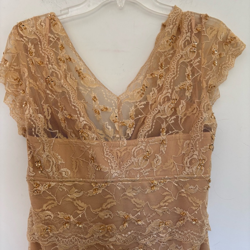 May Queen Layered Lace Dress in Champagne